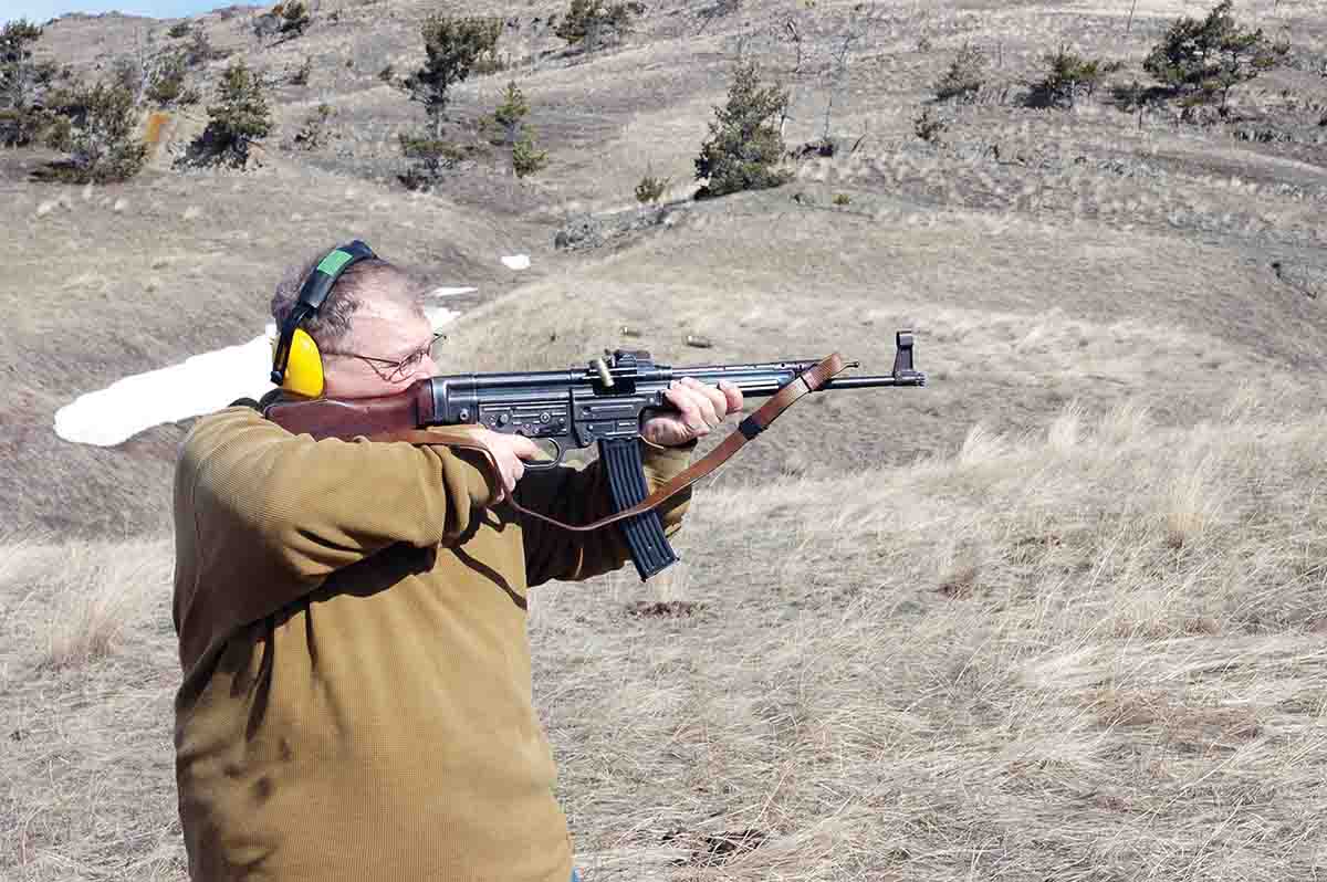 Mike is shooting his MP44. The cyclic rate of fire is 500 rounds per minute.